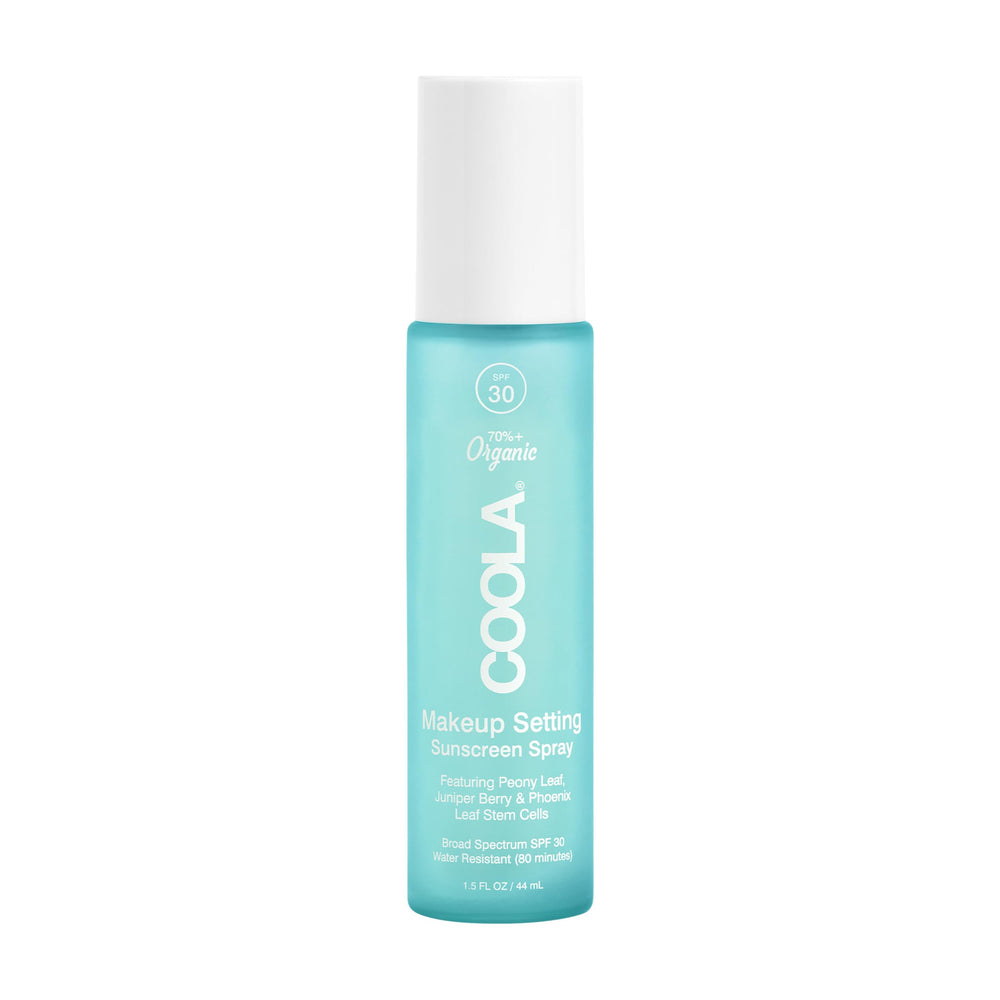 COOLA organic makeup setting spray bottle with SPF 30 for all-day protection