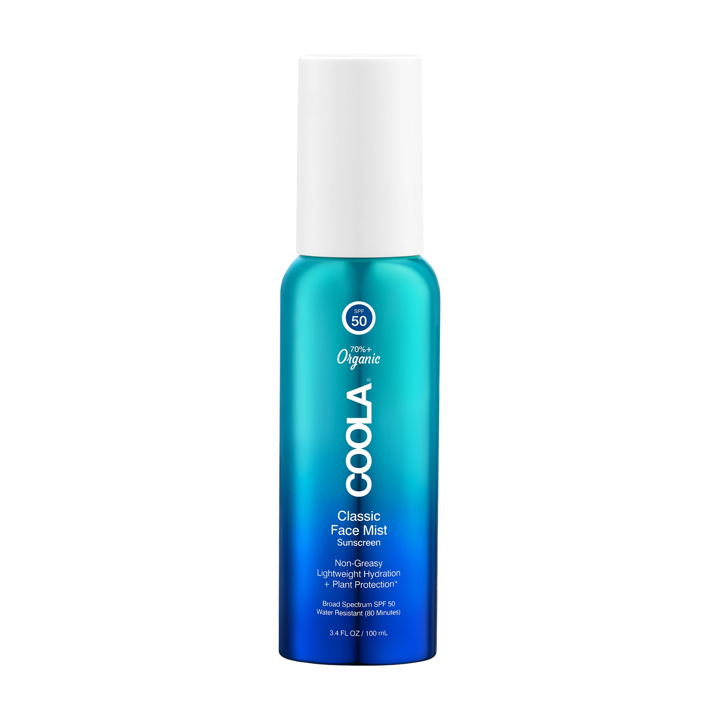 COOLA organic sunscreen face mist bottle for easy daily protection on the go.