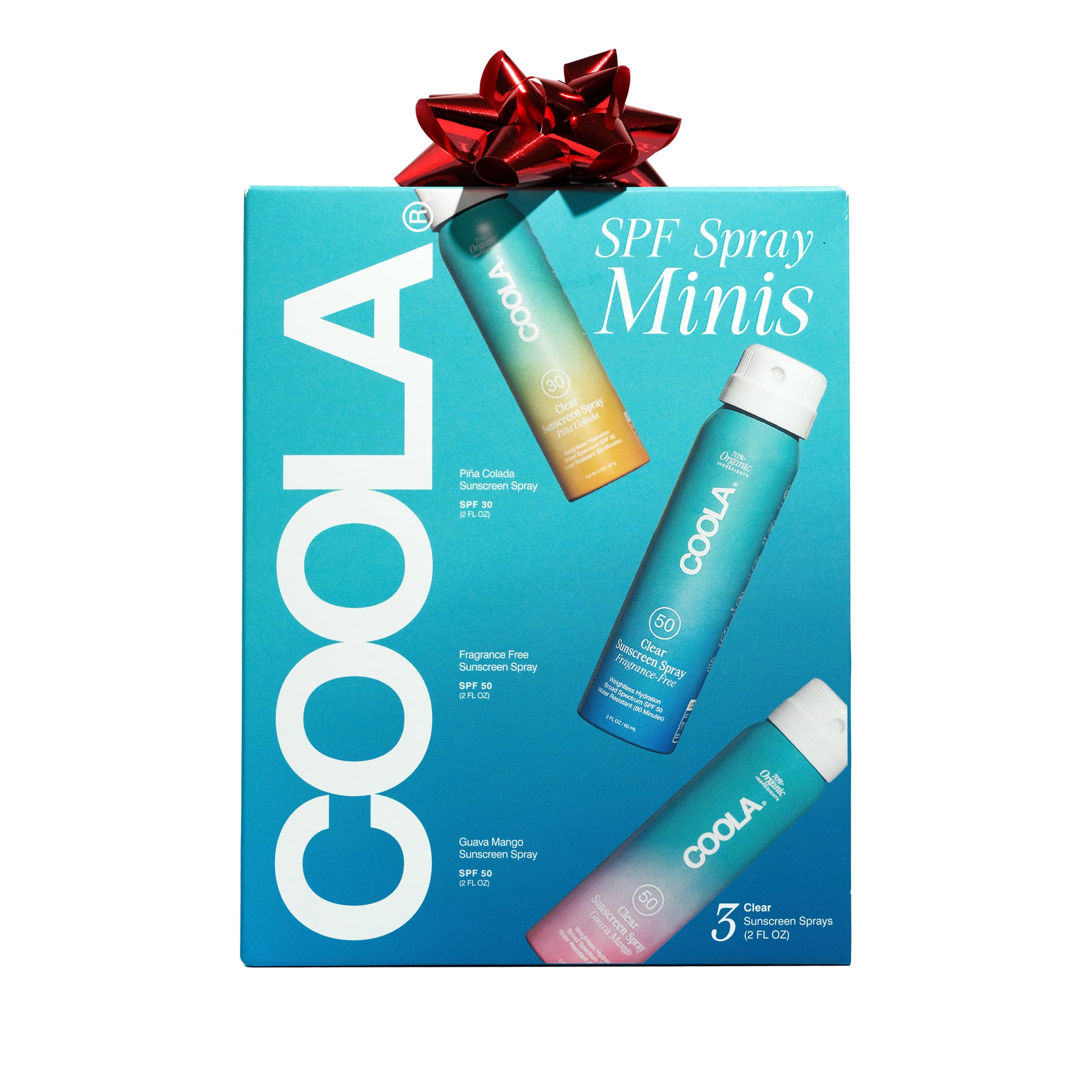 COOLA SPF 50 sunscreen spray, 2oz travel pack for quick reapplication.