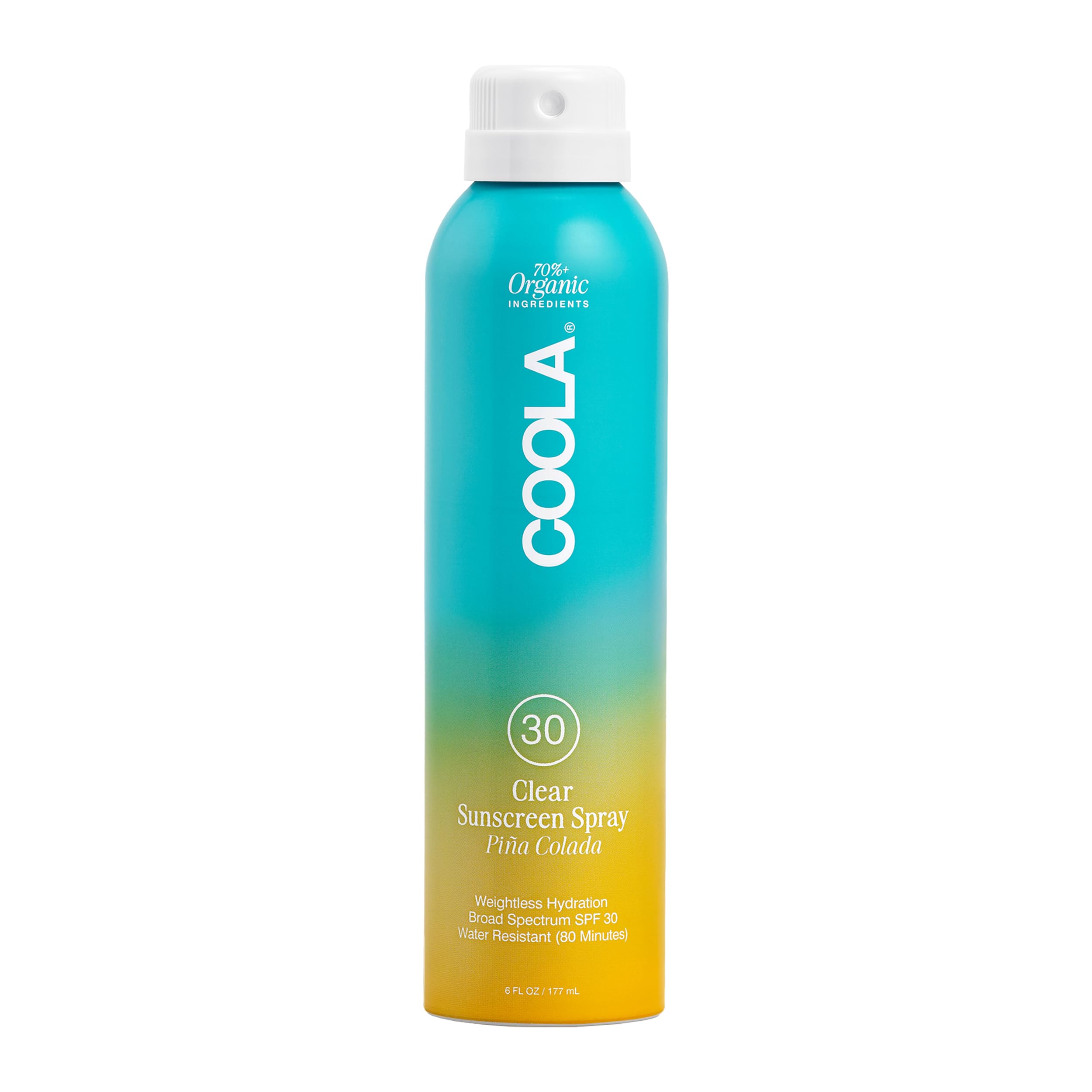 COOLA Piña Colada SPF 30 spray bottle for all-over daily protection