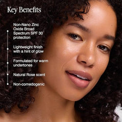 COOLA Rosilliance BB Cream SPF 30 swatch on skin reveals even tone and radiance.