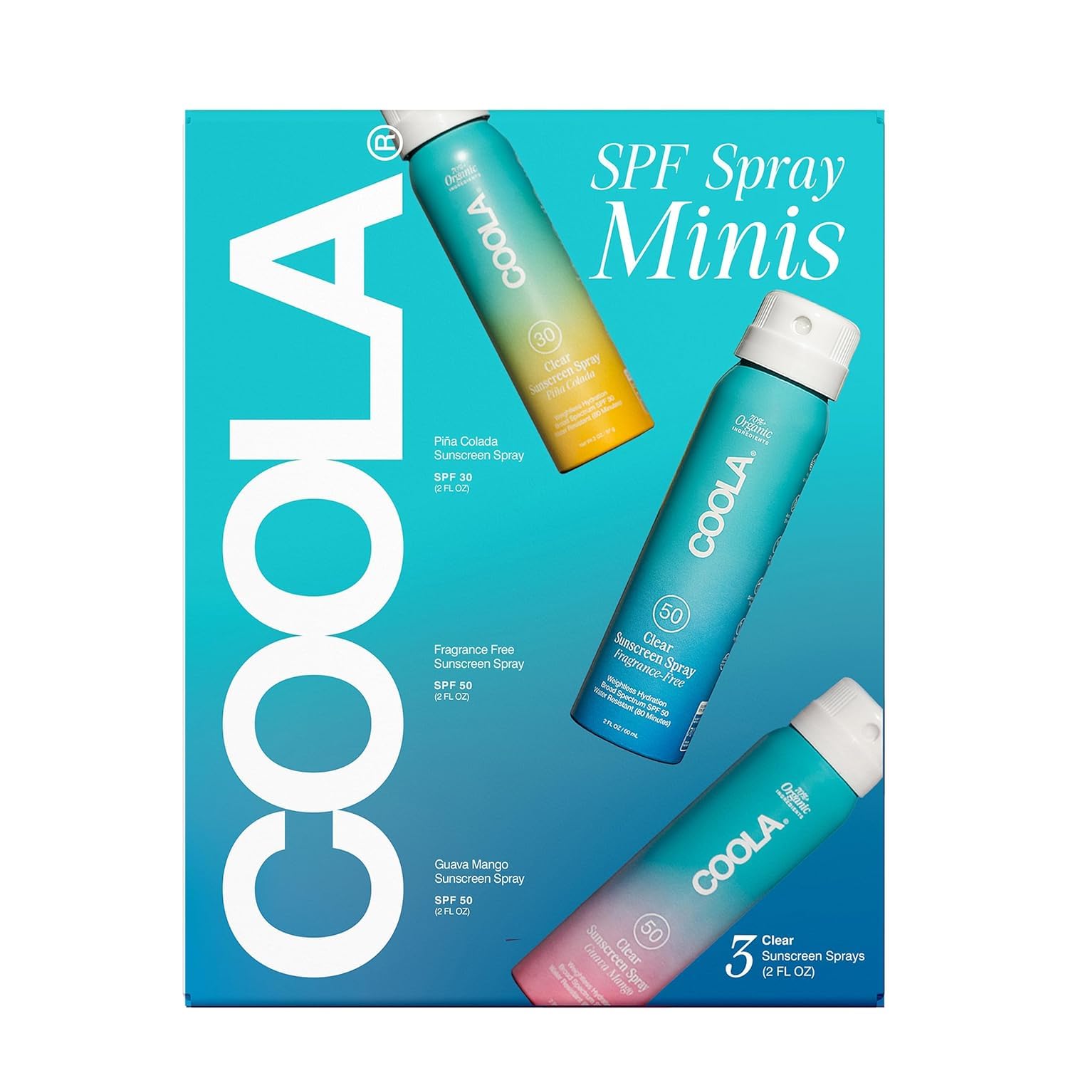 COOLA spray bottle displaying smooth mist texture for easy application.