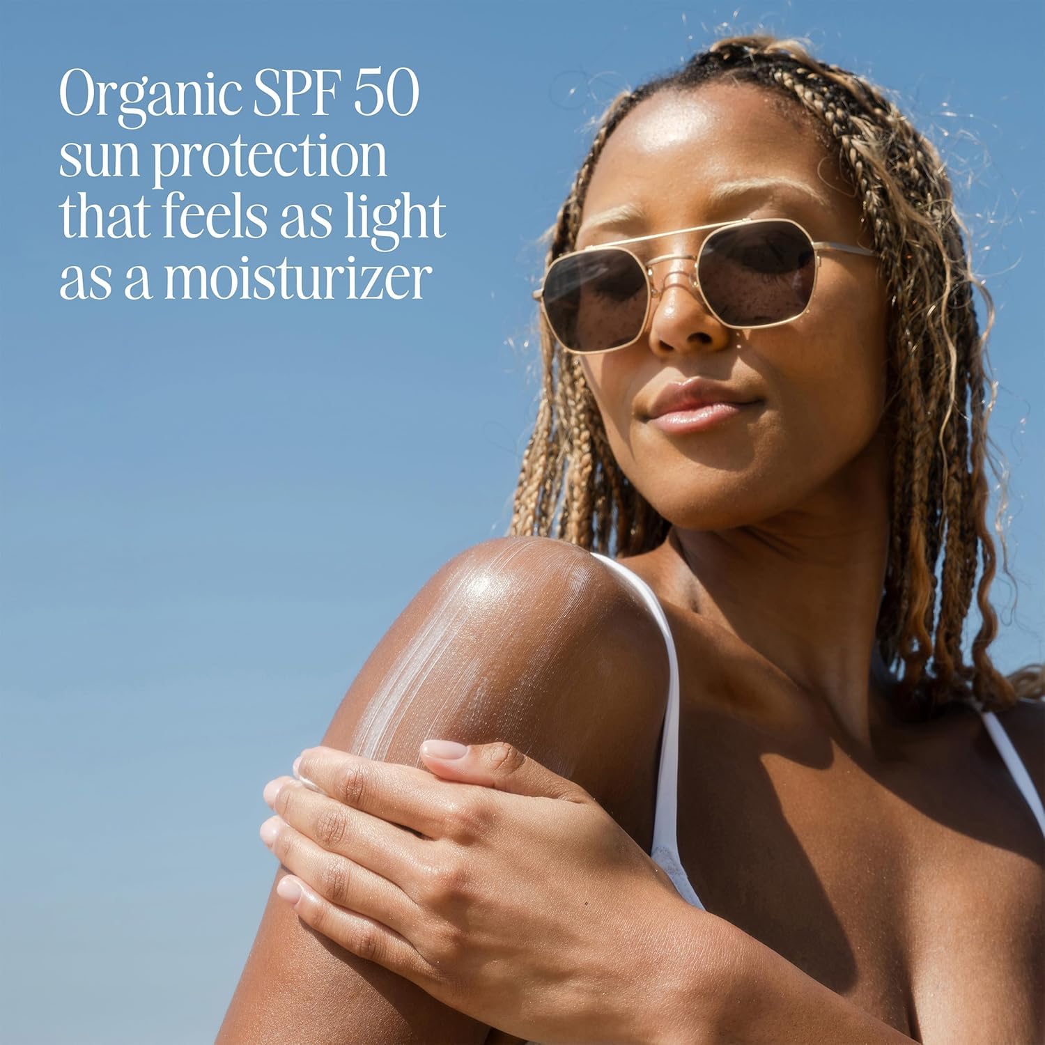 COOLA SPF 50 body lotion applied on skin demonstrates quick absorption
