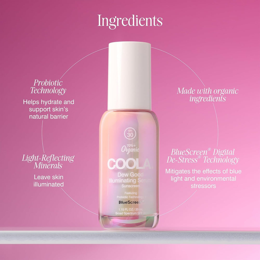COOLA vegan gluten-free badge emphasizes clean, environmentally friendly skincare