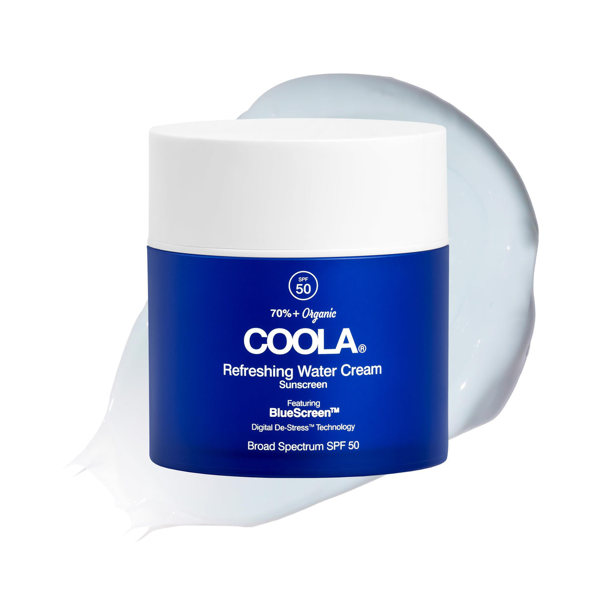 COOLA Water Cream SPF 50 bottle close-up highlighting lightweight hydration.