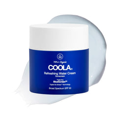 COOLA Water Cream SPF 50 bottle close-up highlighting lightweight hydration.