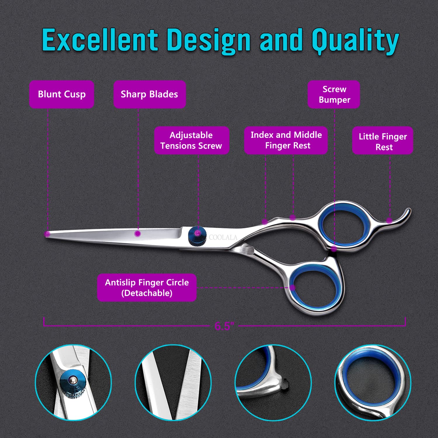 COOLALA adjustable tension screw and finger rest for comfort