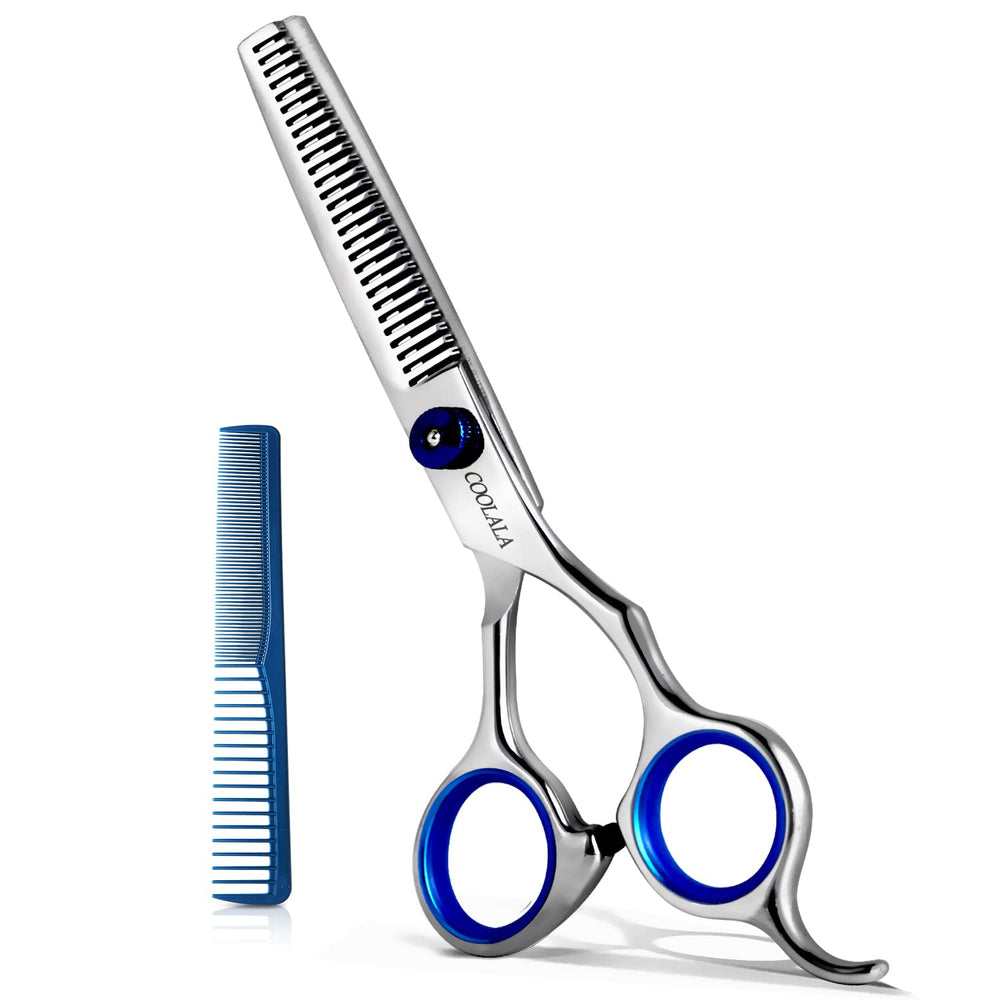 Coolala thinning scissors 6.5-inch blade close-up for precise thinning and even texture.