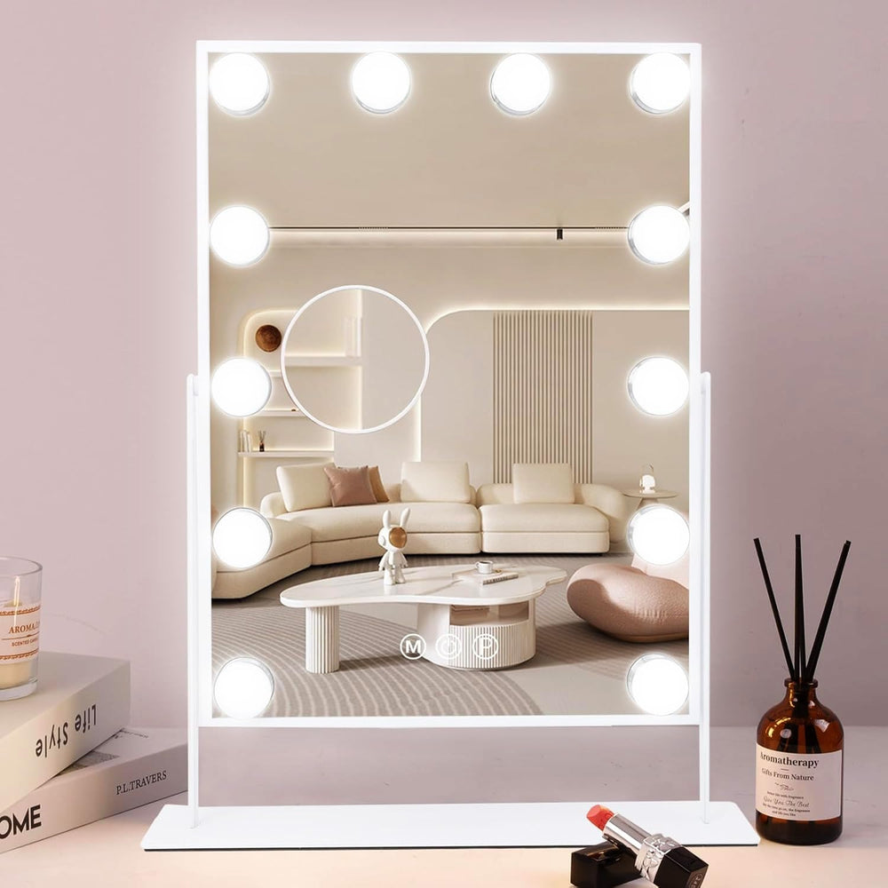 COOLJEEN makeup mirror with lights front view showing balanced illumination for cosmetics