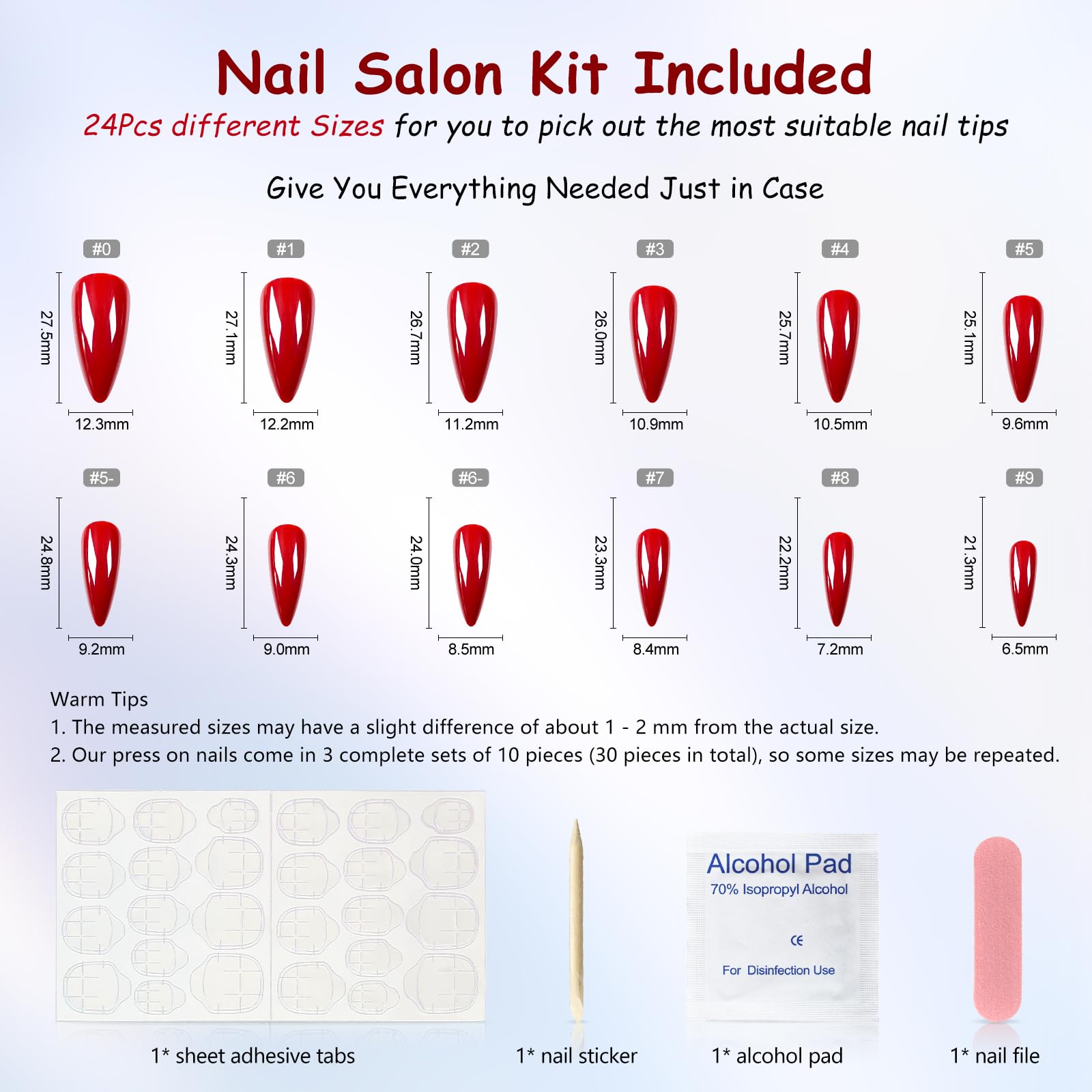 Coolnail tallas variadas, medias y largas para ajuste perfecto