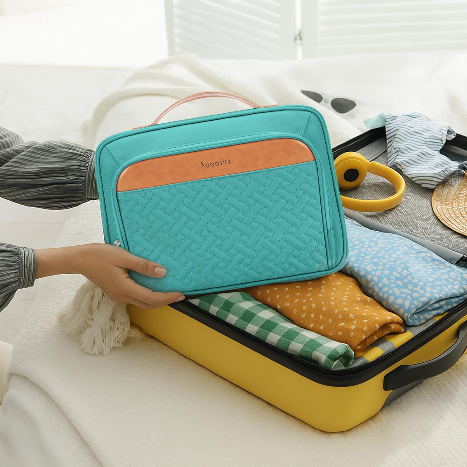 COOSKY jewelry organizer compartment neatly stores accessories for easy access.