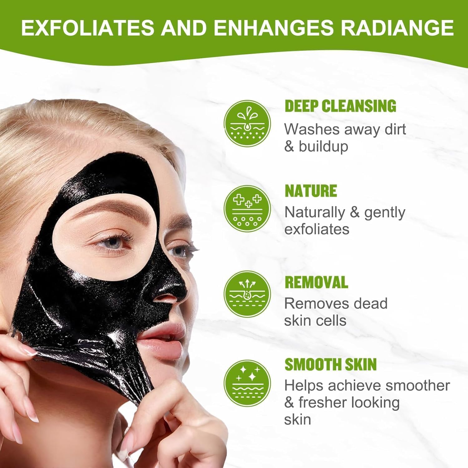 Coperalcool mask drying stage capturing peel-off action revealing cleaner skin.