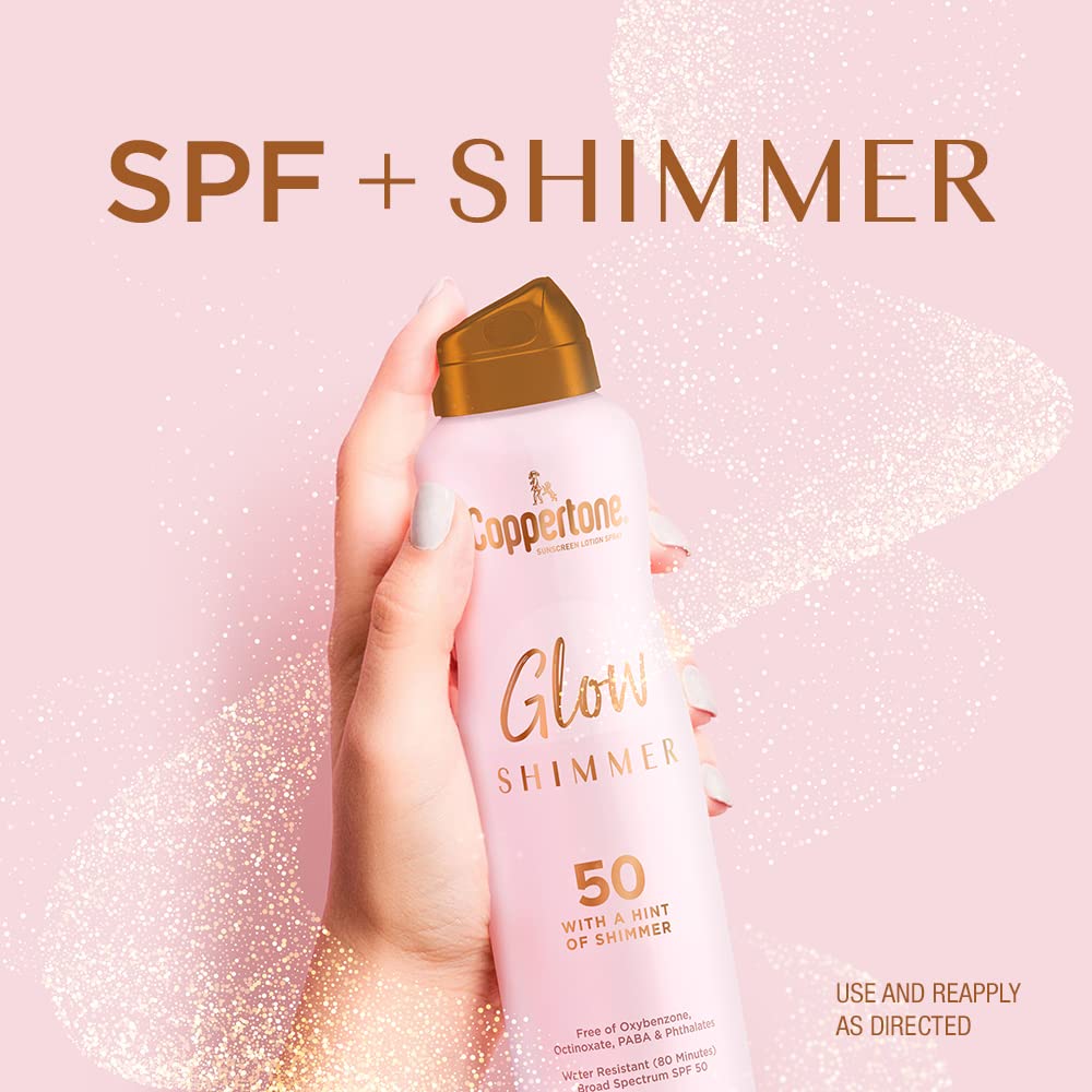 Coppertone Glow brillo-iluminador: brillo dorado suave en la piel.