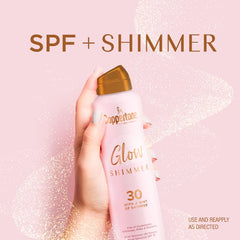 Coppertone Glow resiste al agua 80 minutos, ideal para playa y piscina.