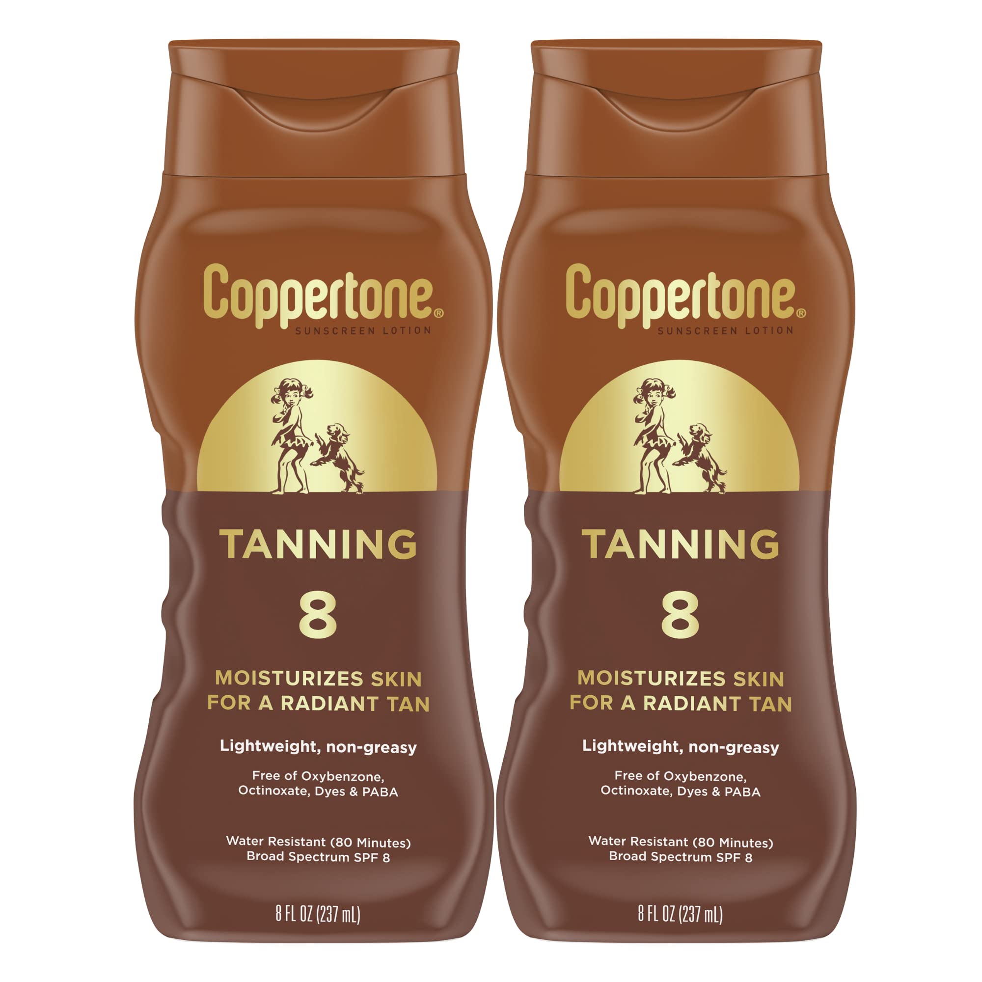 Coppertone loción bronceadora SPF 8, textura ligera para uso diario