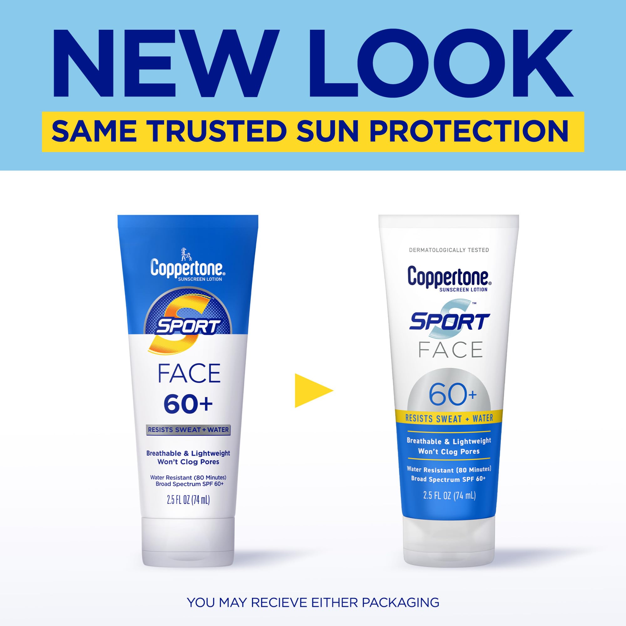 Coppertone Sport Face Sunscreen SPF 60+ tube highlighting portable protection for on-the-go use