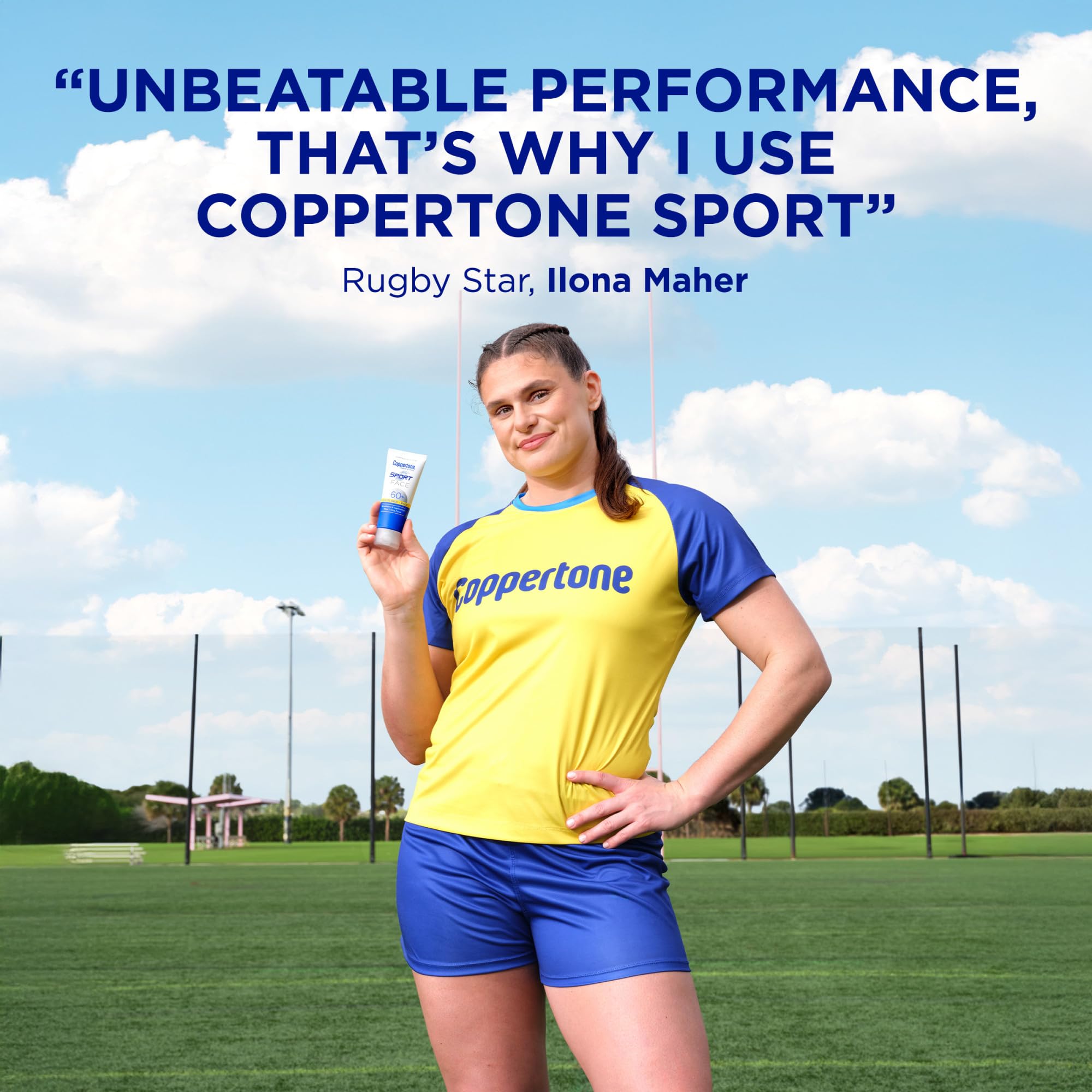 Coppertone Sport Face Sunscreen SPF 60+ being spread on skin for smooth coverage