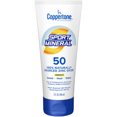 Coppertone Sport Mineral SPF 50: botella de 5 oz, protección mineral para actividades al aire libre.