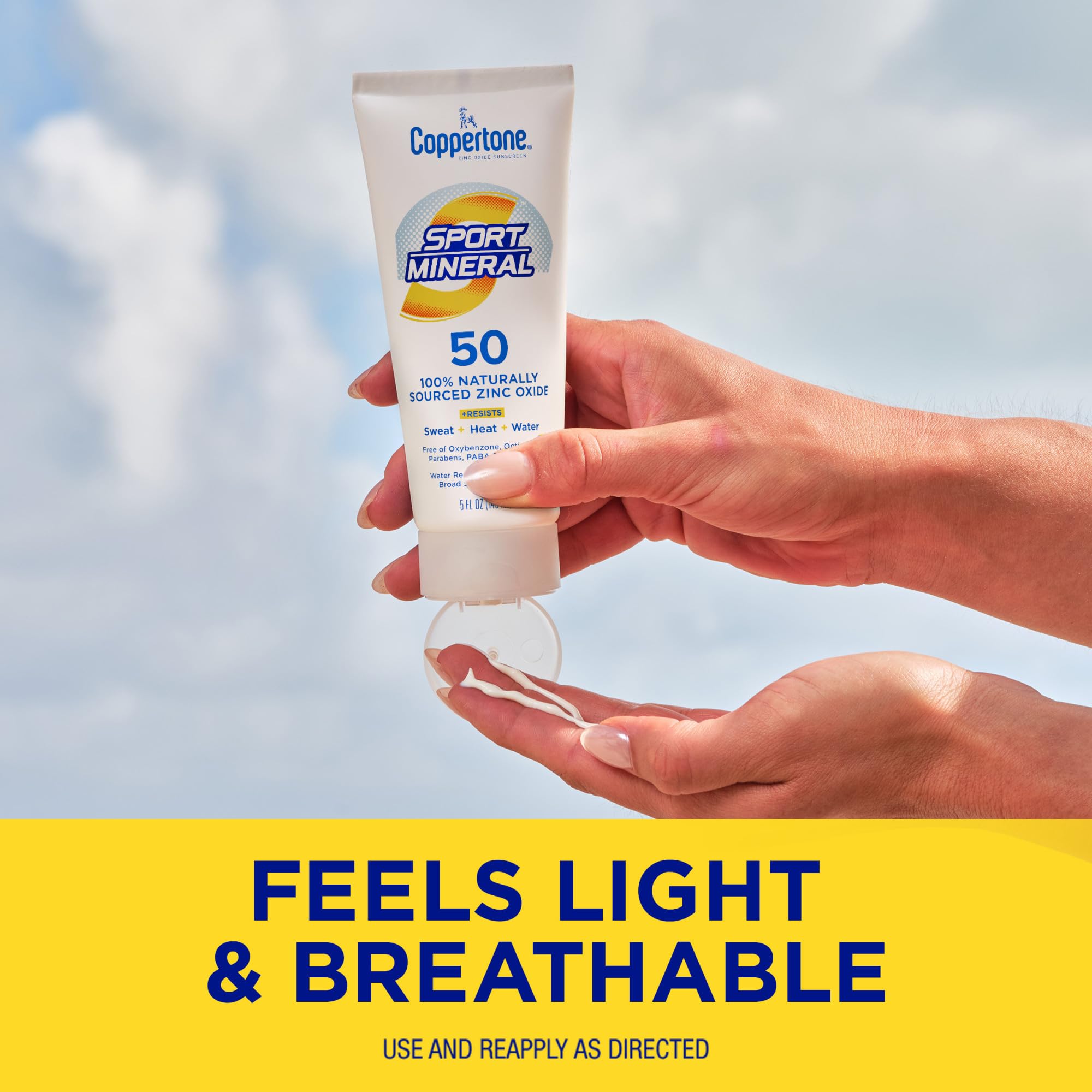 Coppertone Sport Mineral SPF 50, libre de fragancias para piel sensible.
