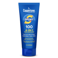Coppertone Sport SPF 100, botella de 3 onzas para uso deportivo en exteriores.