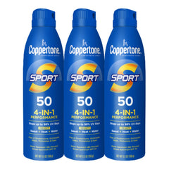 Coppertone Sport SPF50 con aplicación continua para cobertura rápida y uniforme.