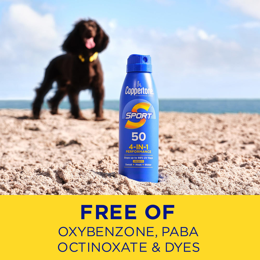 Aplicación ergonómica de Coppertone Sport SPF50 para cobertura rápida desde cualquier ángulo.