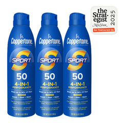 Protección UVA/UVB de Coppertone Sport SPF50 para piel expuesta al sol.