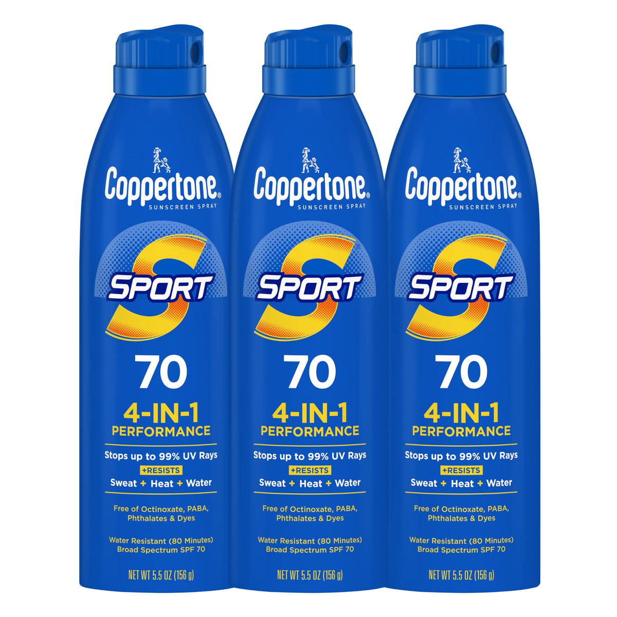 Coppertone Sport spray: angle-friendly application for quick, even coverage.