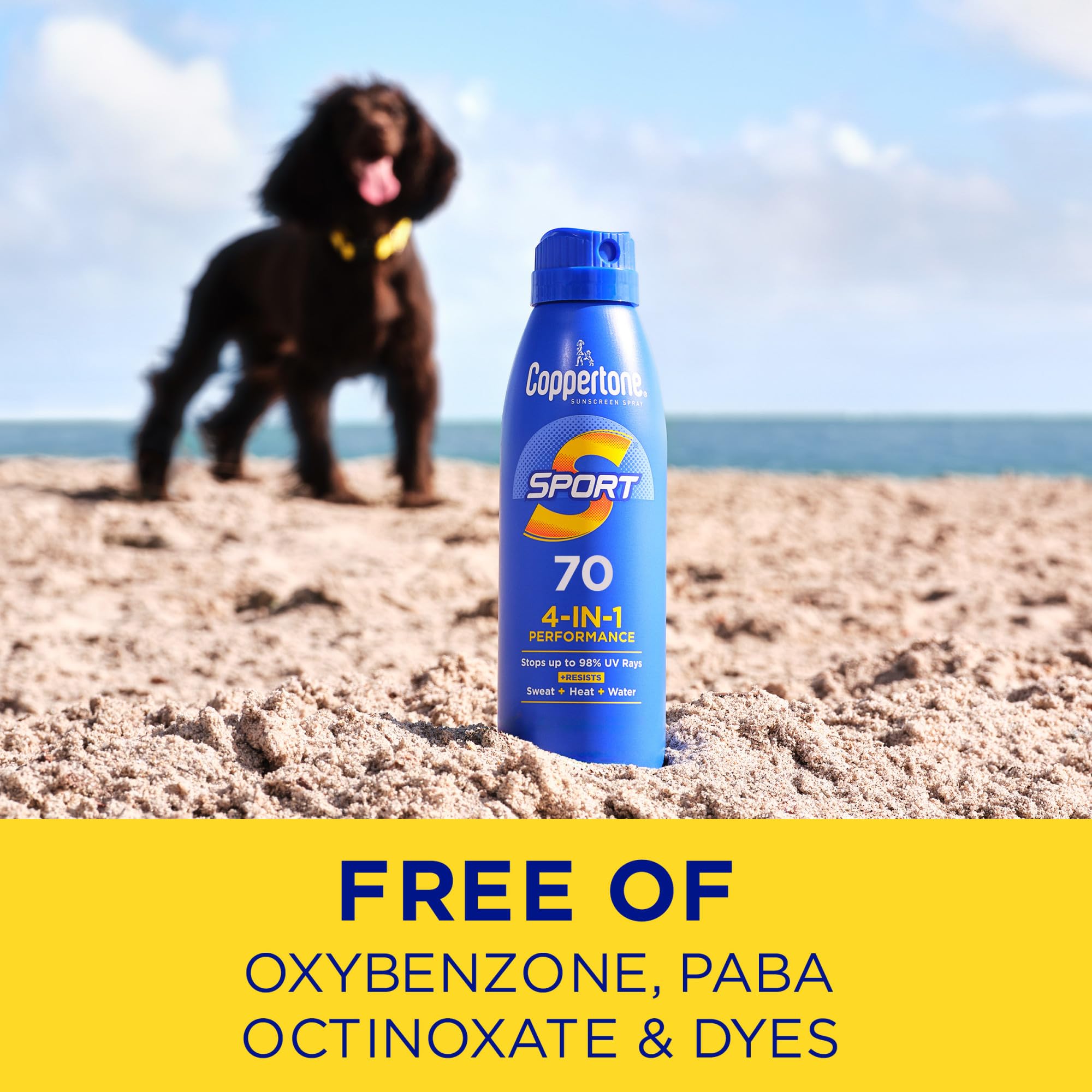 Coppertone Sport SPF 70 spray suits team sports and outdoor tasks.
