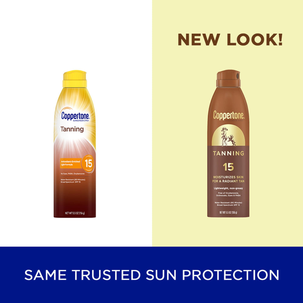 Coppertone sunscreen spray application mist delivers quick, light coverage.