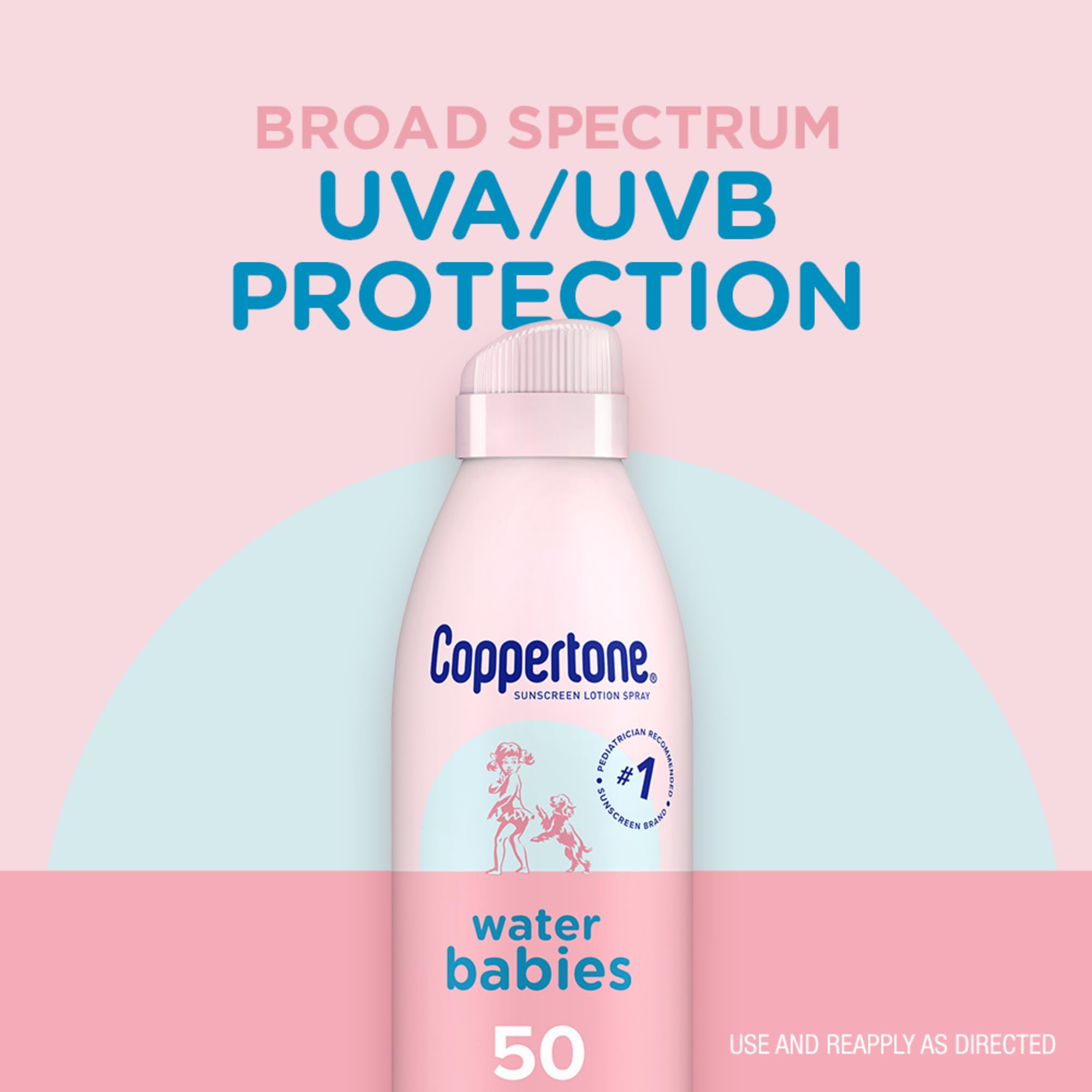 Coppertone WaterBabies spray resiste al agua 80 minutos.