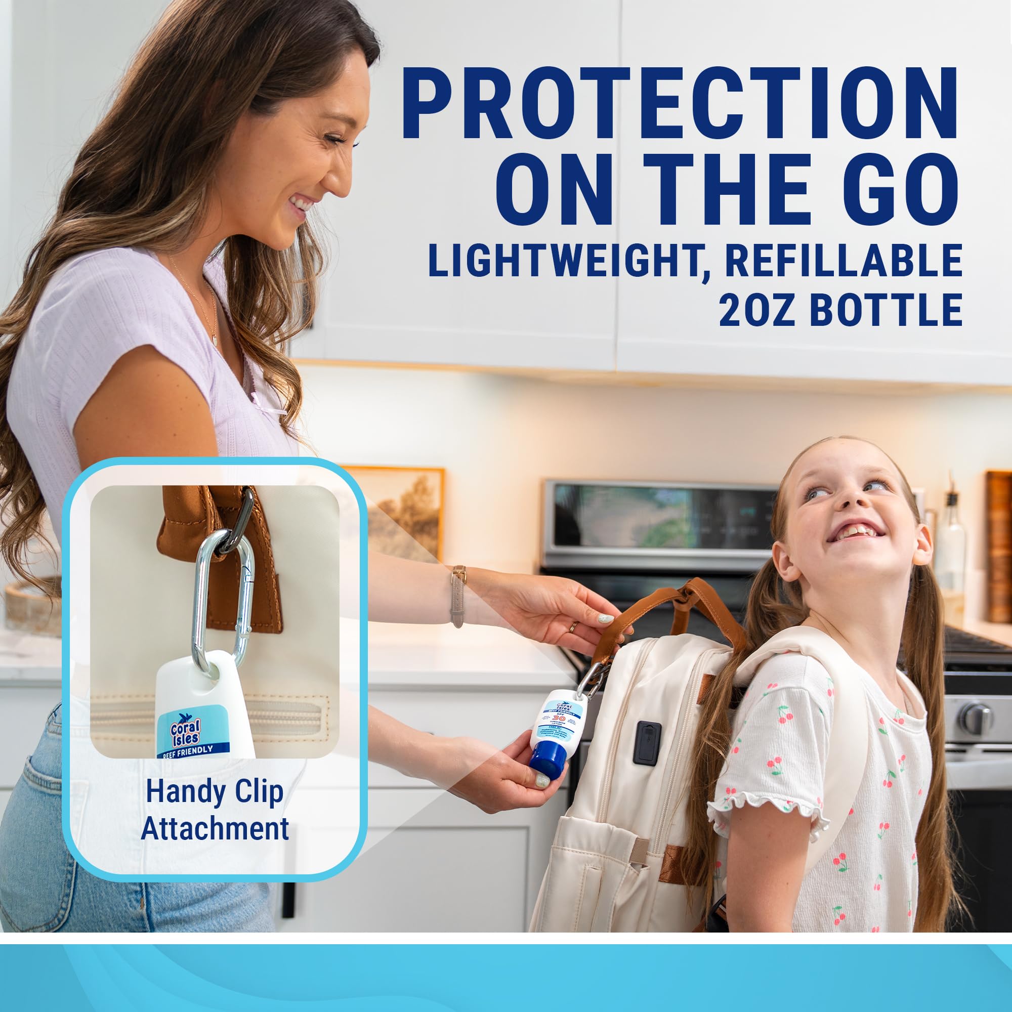 Coral Isles Sunscreen SPF 30 pump bottle ready for easy reapplication