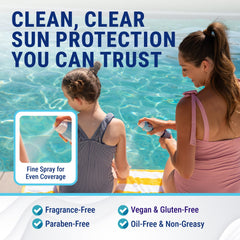 Coral Isles reef-safe spray shown near waves, aligning with reef Act guidelines.
