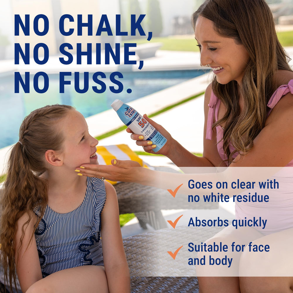 Coral Isles lightweight, non-greasy spray absorbing quickly on skin.