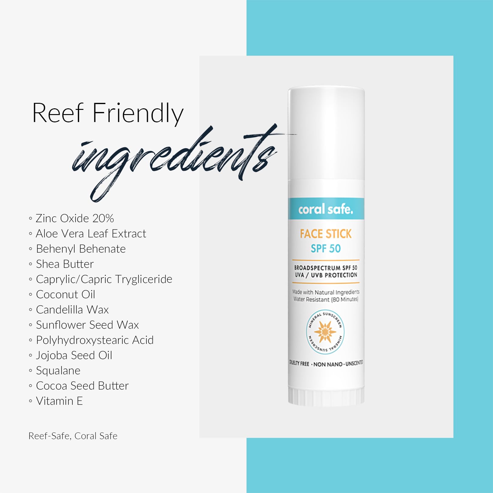 Coral Safe Reef Sunscreen Vitamin E enriched formula nourishes skin without heaviness
