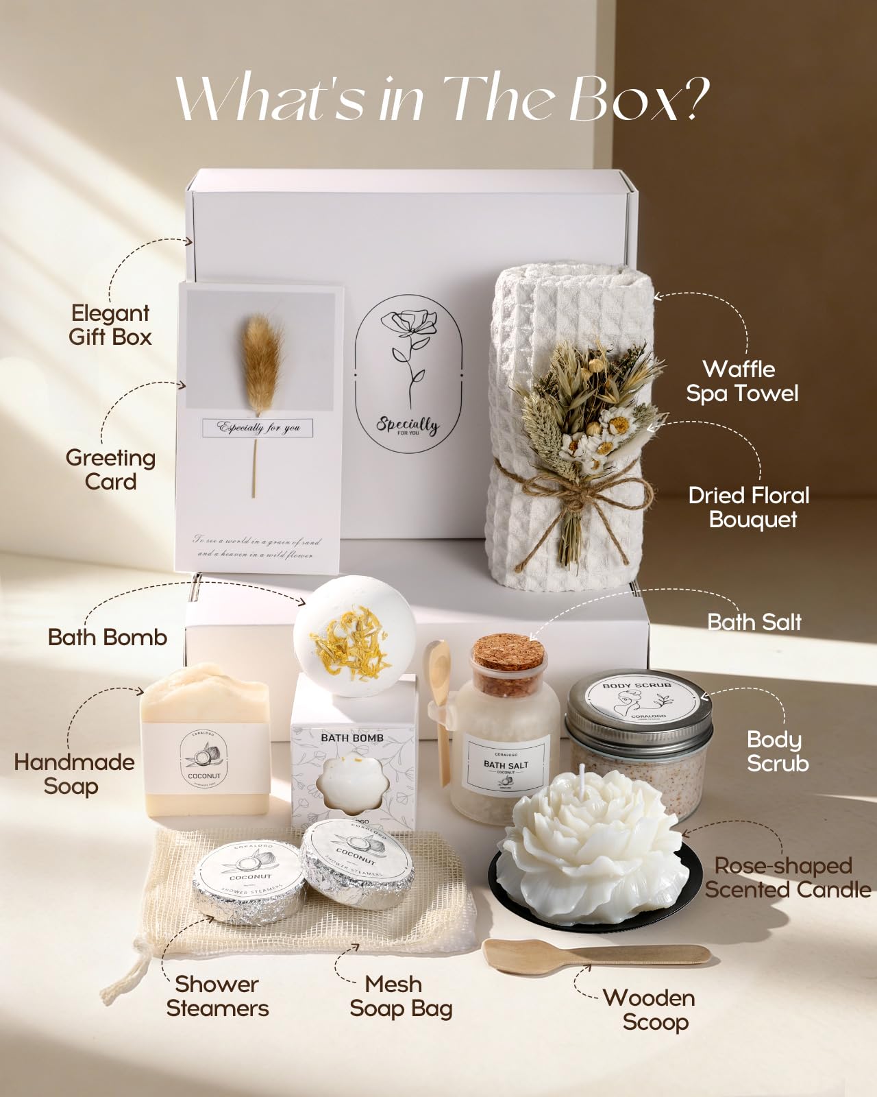 Coralogo coconut bath salts with tropical scent for a calming bath ritual.