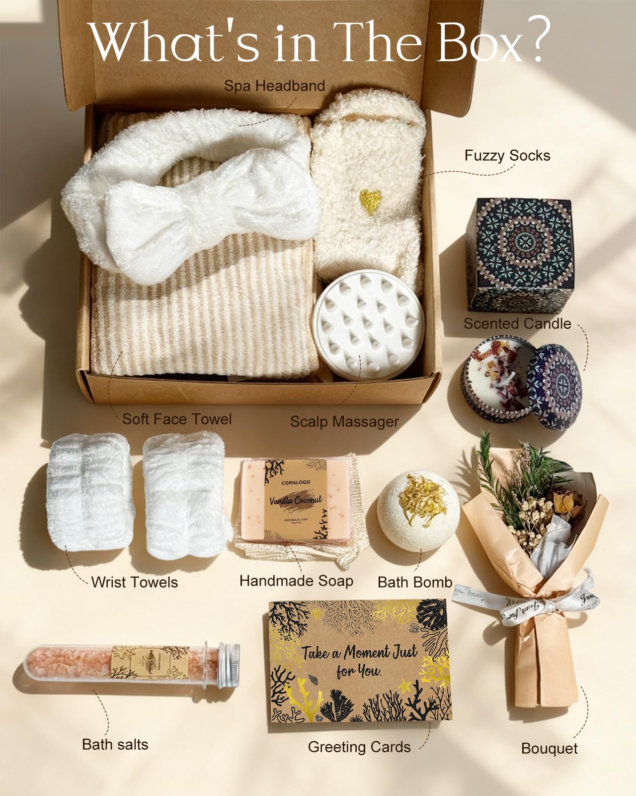 Coralogo spa gift set scented candle to create calm evenings at home.