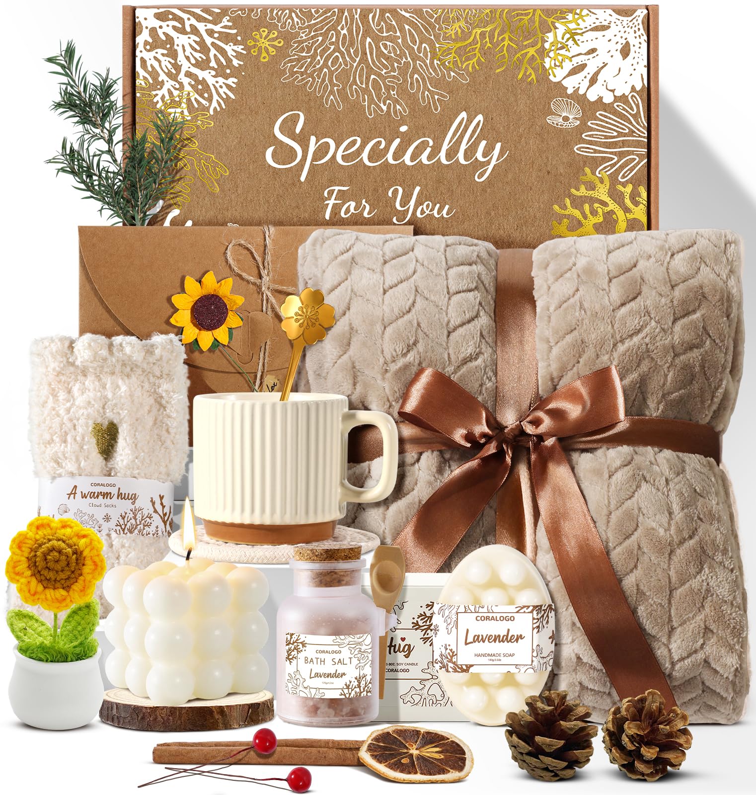 Coralogo sunflower spa basket packaging ready for gifting