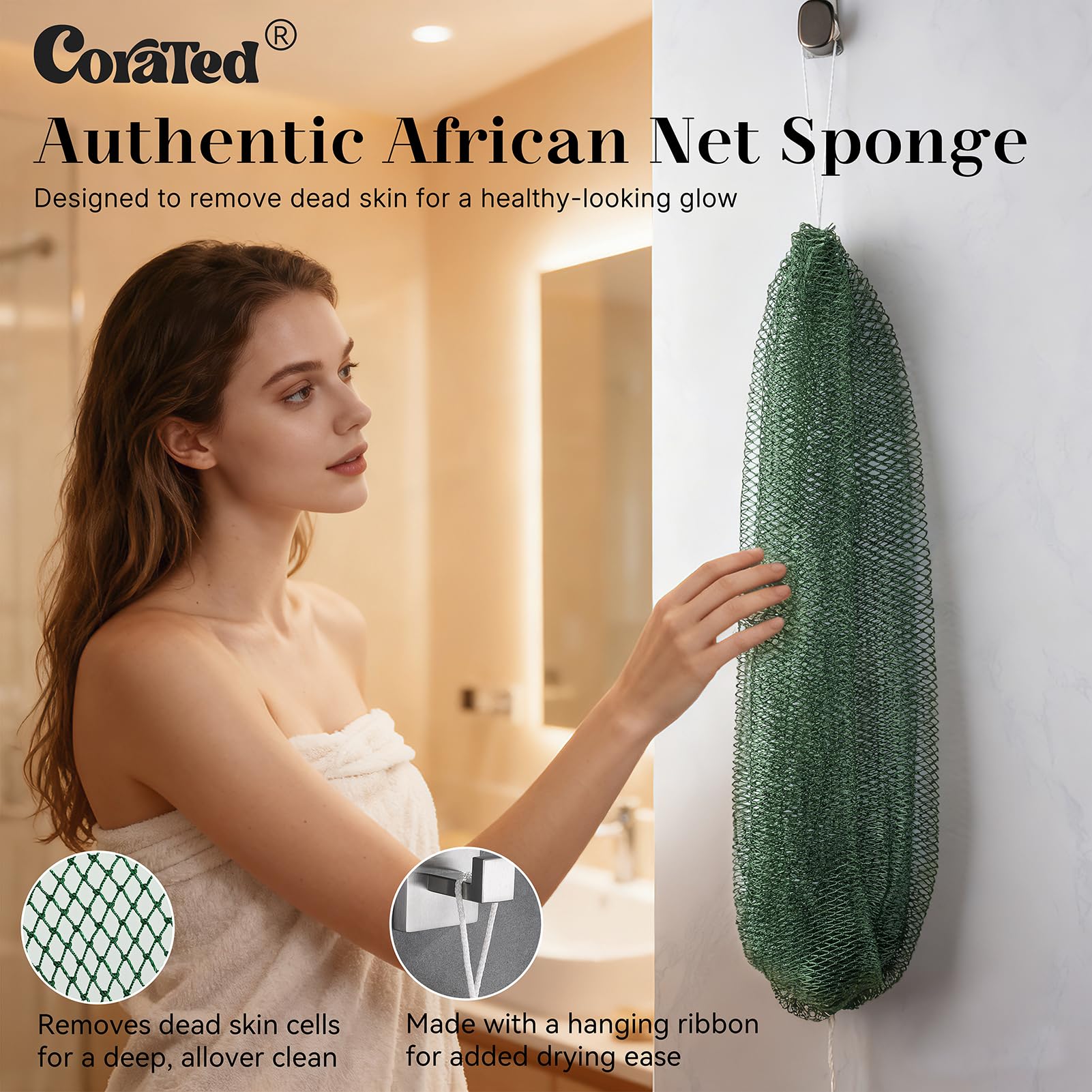 CORATED esponja extendible 45 pulgadas facilita el cuidado de la espalda con menos esfuerzo.