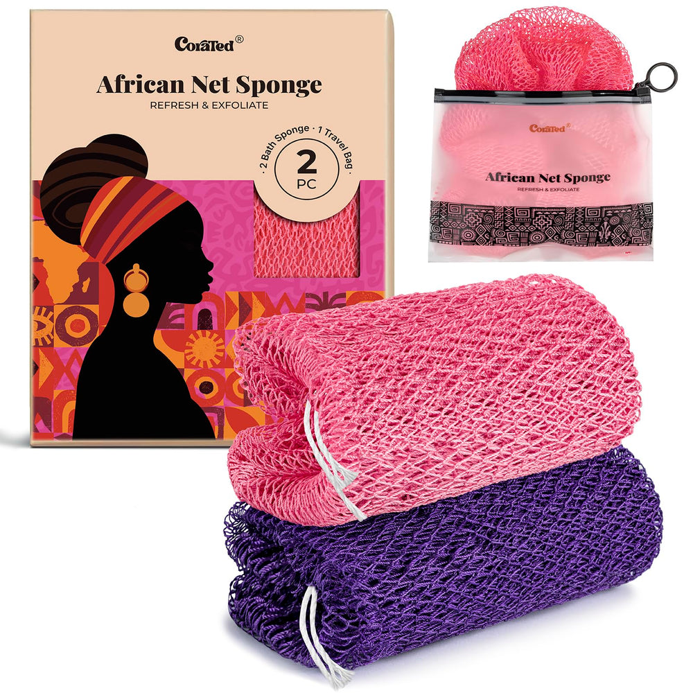 CORATED esponja de red africana para ducha exfoliante suave y eficaz