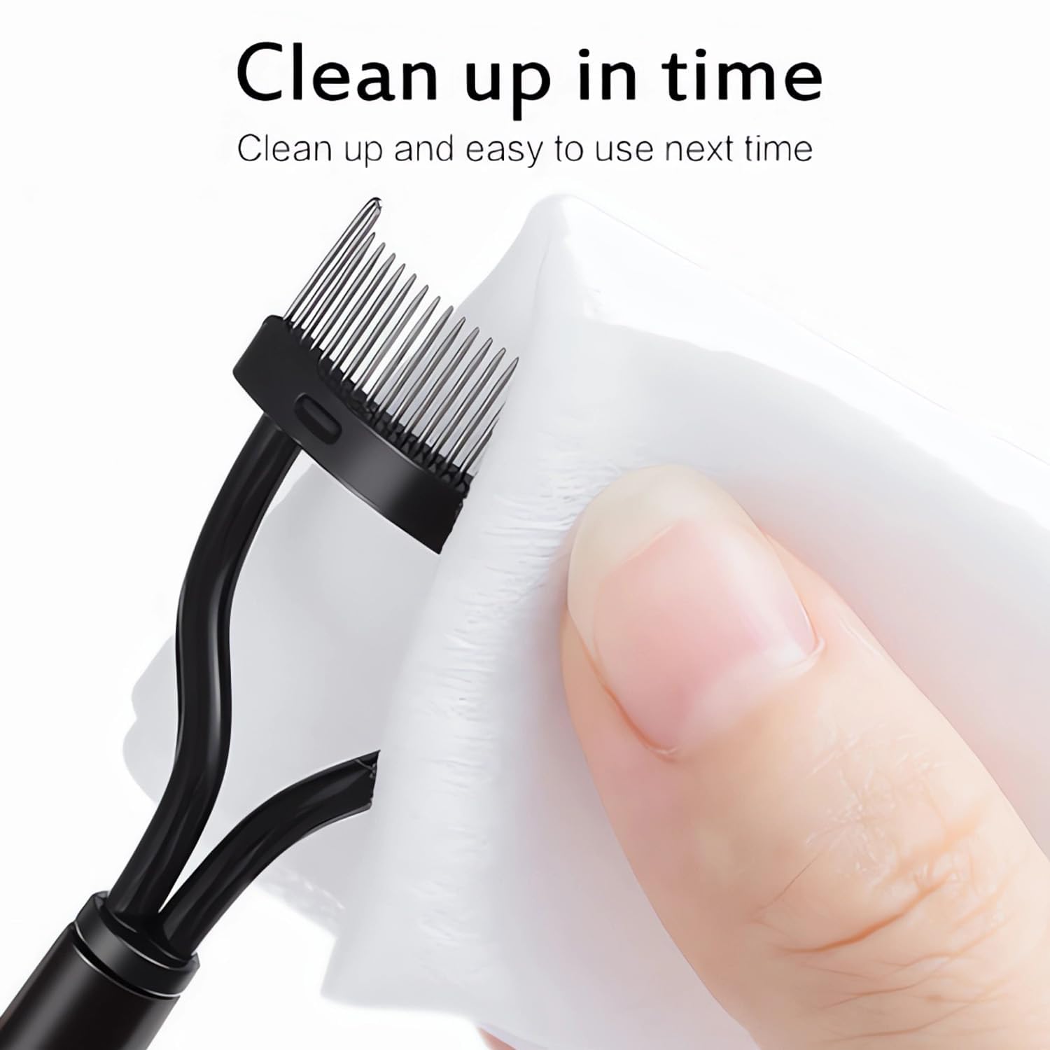 Corconess compact eyelash tool ideal for on-the-go touch-ups.