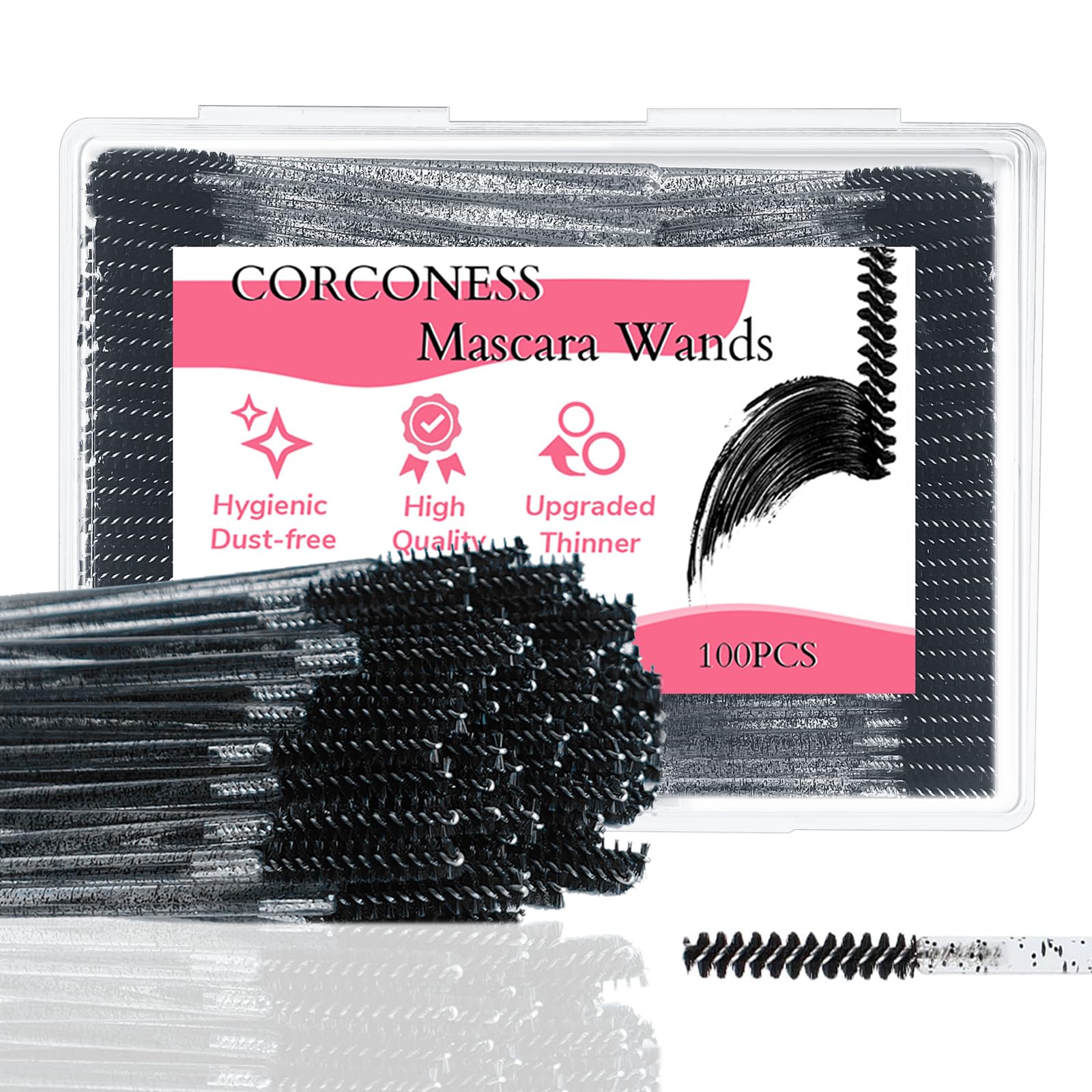 Corconess mini spoolies for eyelash extensions, precise application and separation.