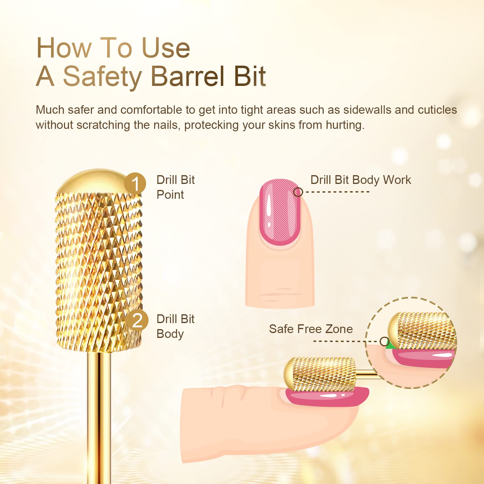 CORFULRA round-top large barrel M bit for efficient nail prep