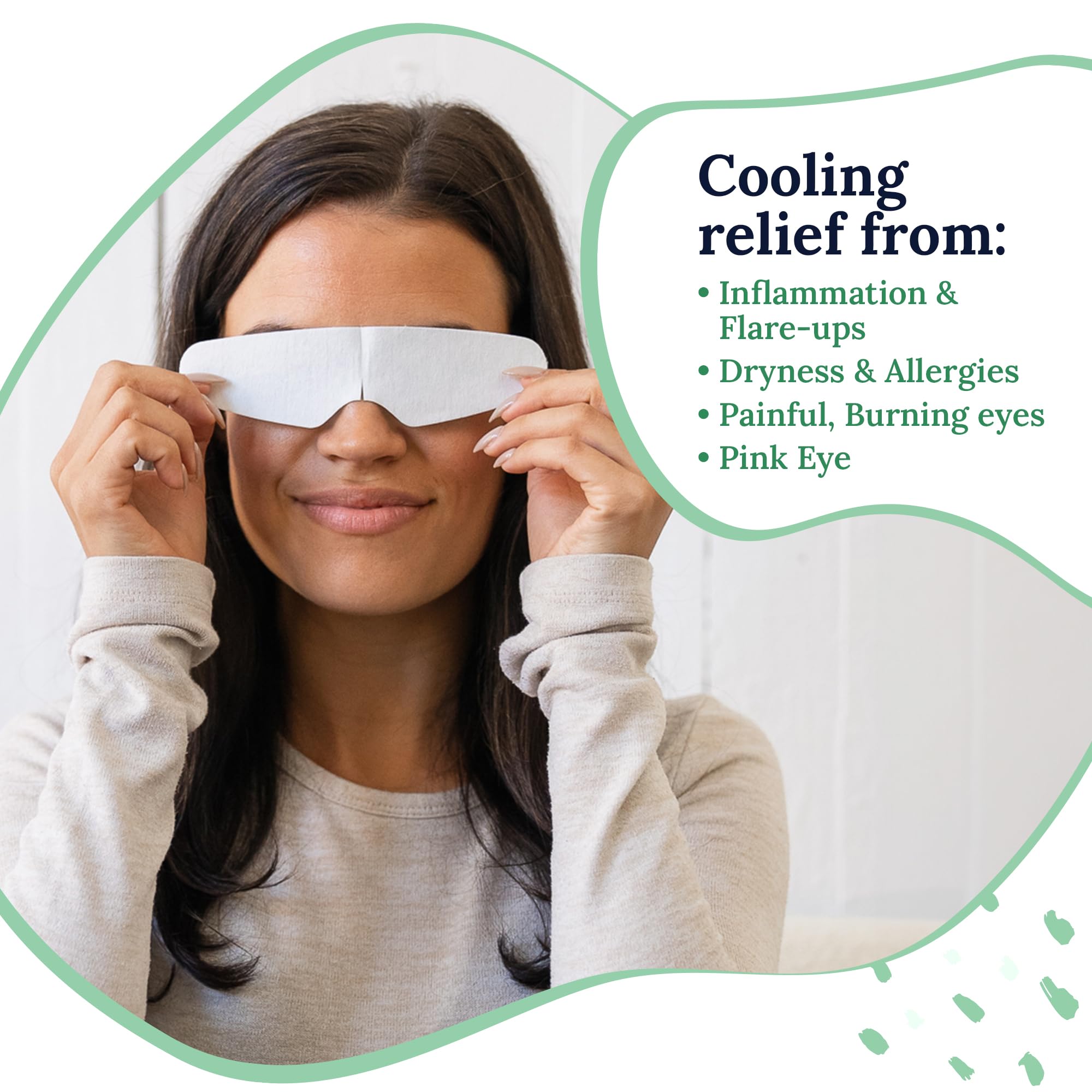 CorneaCare Rescue mask on eyes providing refreshing eye relief