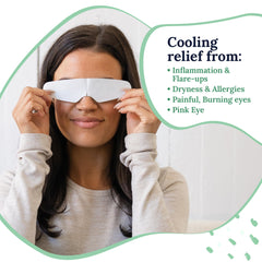 CorneaCare Rescue mask on eyes providing refreshing eye relief