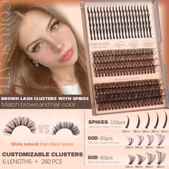 CORUSCATE brown volume lash clusters 60D80D blend softly with light hair