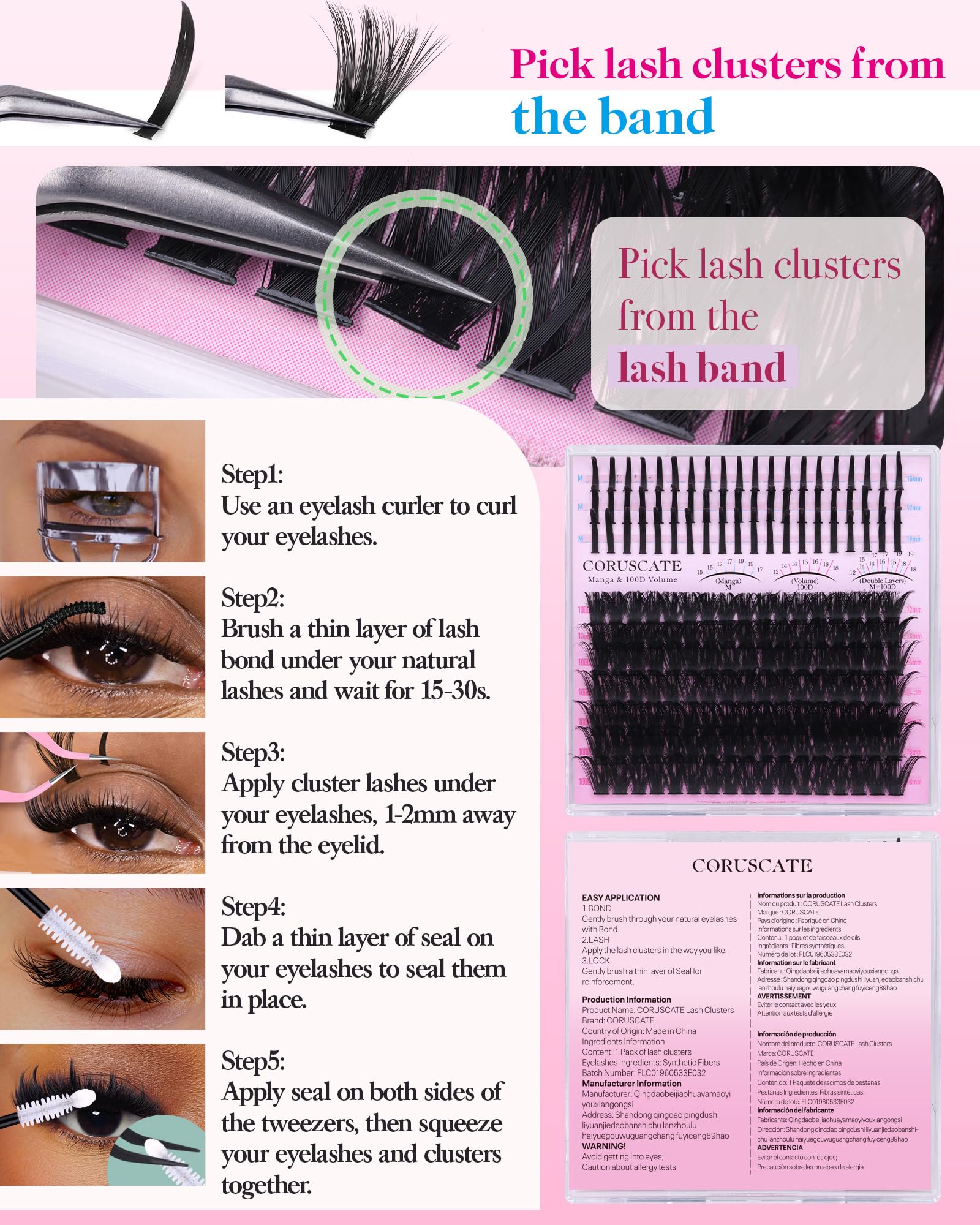 CORUSCATE dramatic full lash look achievable at home with spike and volume clusters.