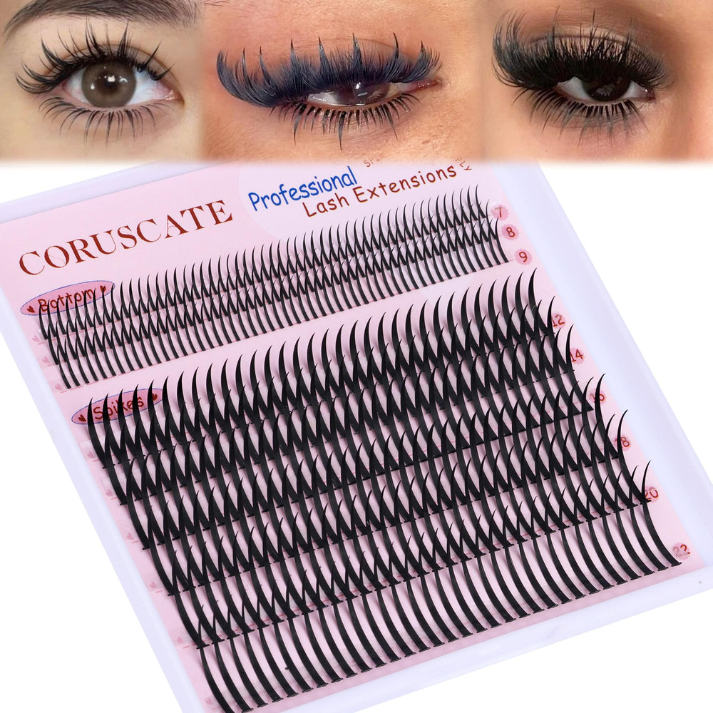 CORUSCATE lash clusters spikes 12-22mm for dramatic manga-inspired eye definition.