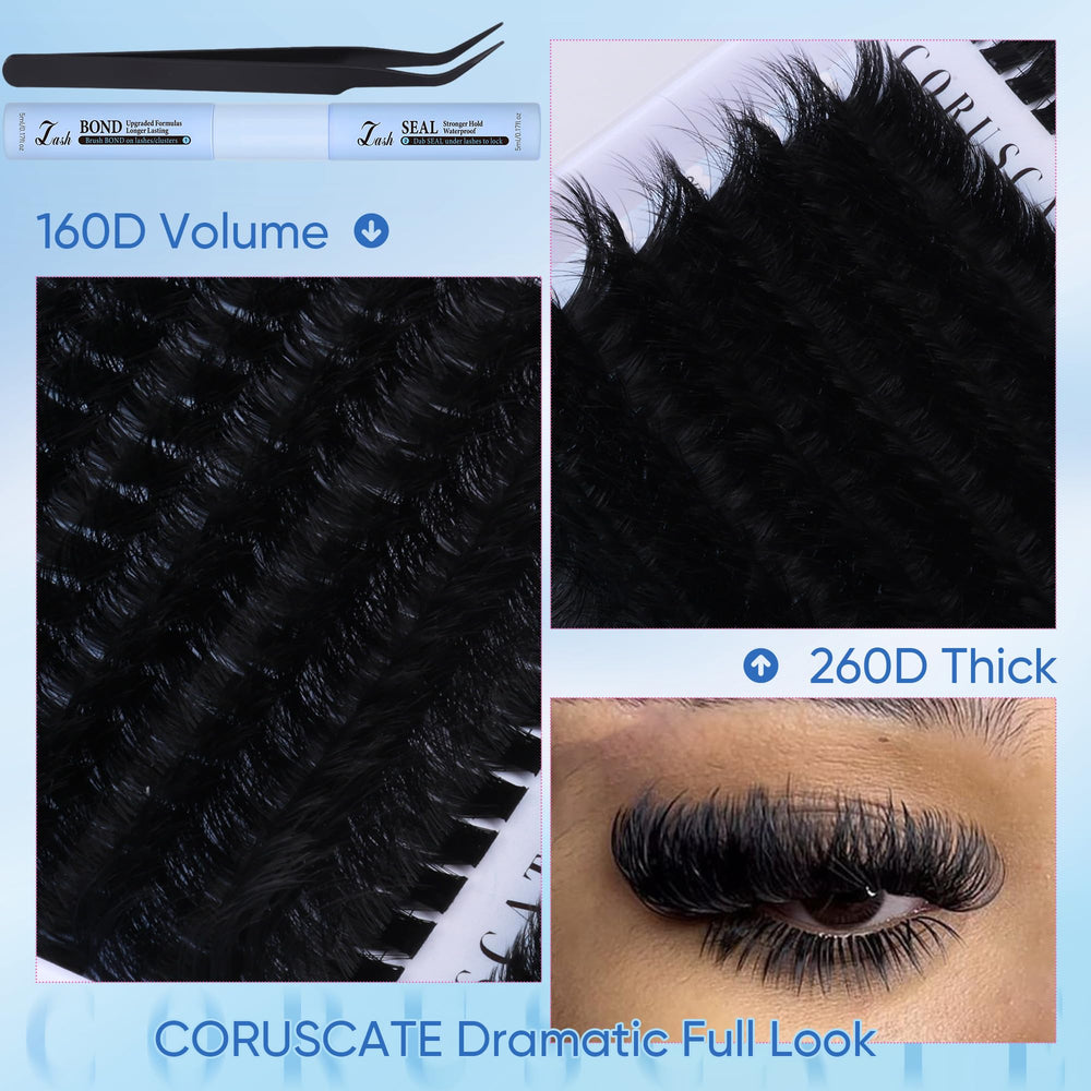 CORUSCATE precision lash tweezers aid accurate placement.