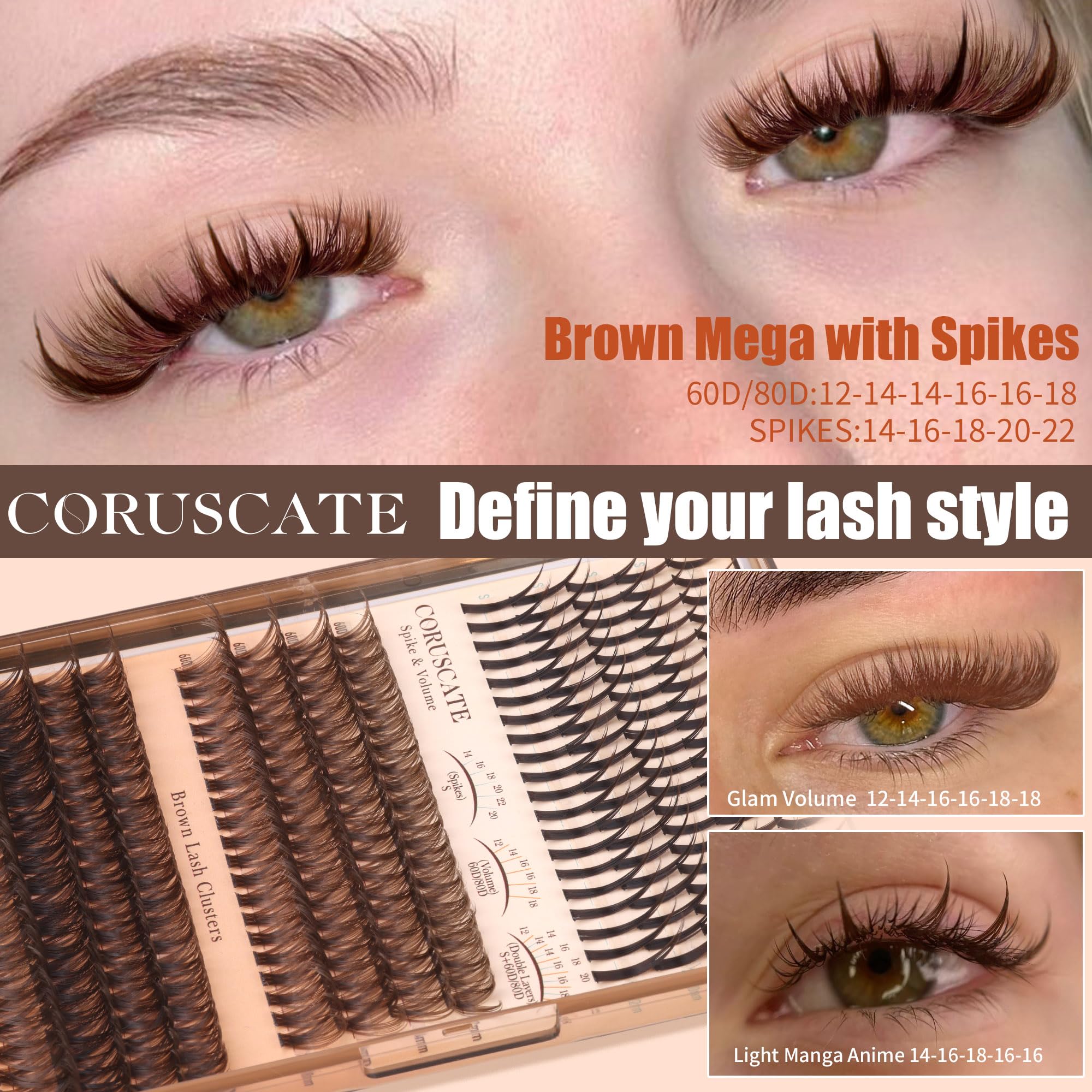 CORUSCATE manga spike lashes 14–22mm create bold silhouette for fashion looks